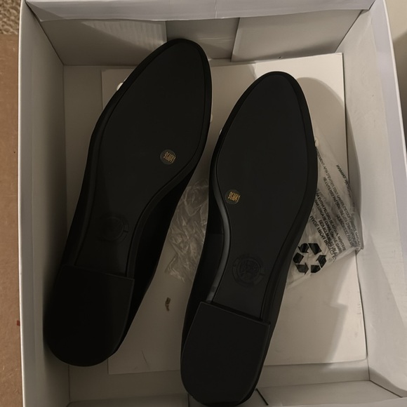 Women's Black and Cream Ballet Flats - Picture 2 of 5